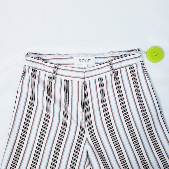 Derek Lam 10 Crosby Ankle Crop Pants Retro Stripe Trousers Cream - Picture 5 of 13